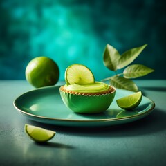 Lime cupcake with lime frosting and lime slices on a plate vibrant green dessert delicious treat