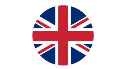 Union Jack Flag in a Circle on Black Background