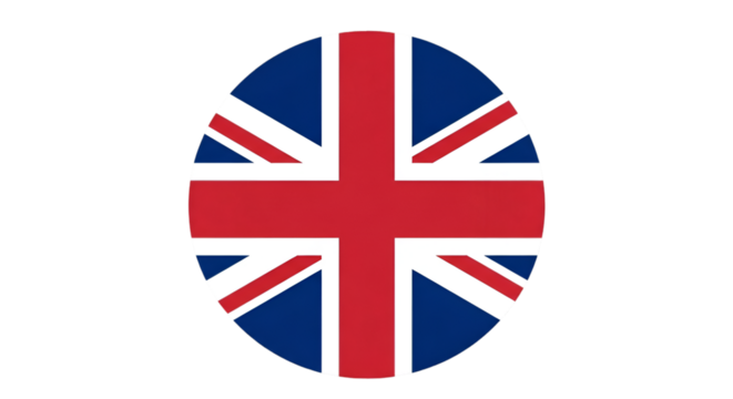Union Jack Flag in a Circle on Black Background