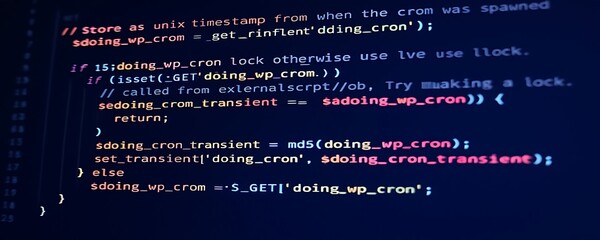 Abstract Colorful Computer Code on Screen – Programming and Software Development Background