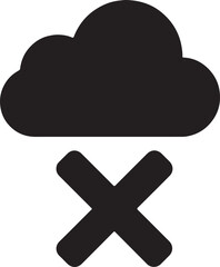 Silhouette vector of cloud delete icon for data removal, storage cleanup, internet, technology, and design