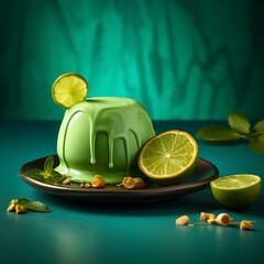 Lime mousse dessert with fresh lime garnish a vibrant and refreshing treat perfect for food blogs and culinary presentations