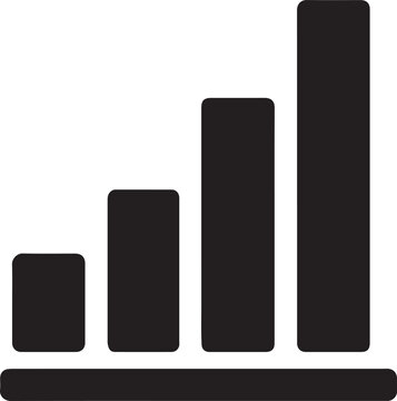 Silhouette vector of bar chart icon for data, analytics, statistics, business, finance, and design