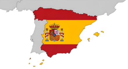 Map of Spain with Flag and Coat of Arms
