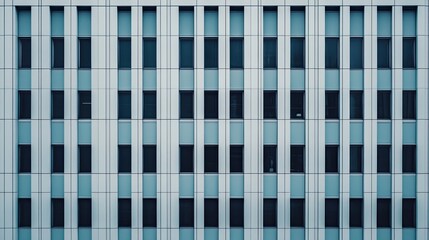 Modern building facade teal blue windows repetitive pattern