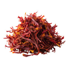 Fototapeta premium Dried saffron spice pieces isolated [Transparent Background PNG].