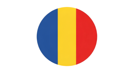 Romanian Flag in a Circle on Black Background