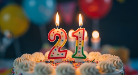 Festive 21st Birthday Cake with Candles