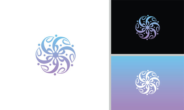 The flower logo design resembles a creative, elegant and modern fan.