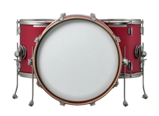Red Drum Kit with White Bass Drum Head drums musical instrument isolated on a transparent background