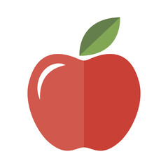 A Flat Design Illustration of a Red Apple with a Green Leaf Symbolizing Health and Nutrition on a White Background Perfect for Educational Materials and Dietary Guides in a Contemporary Style