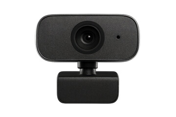 Black webcam on transparent background, ready for video conferencing