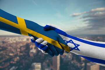 Shaking hands Sweden and Israel