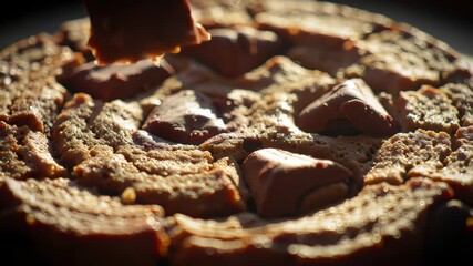 Baking sweet treat at home in diffused light, close-up view. Holiday dessert, shareable dish