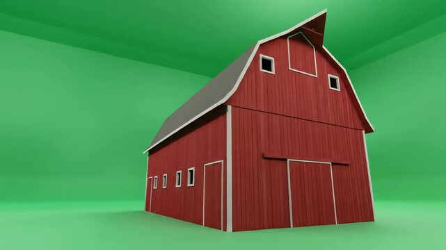Green Screen Food & Beverage Red barn with sliding door and multiple windows from different angles