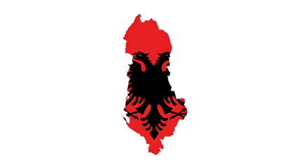 Albania Map with Double-Headed Eagle Symbol