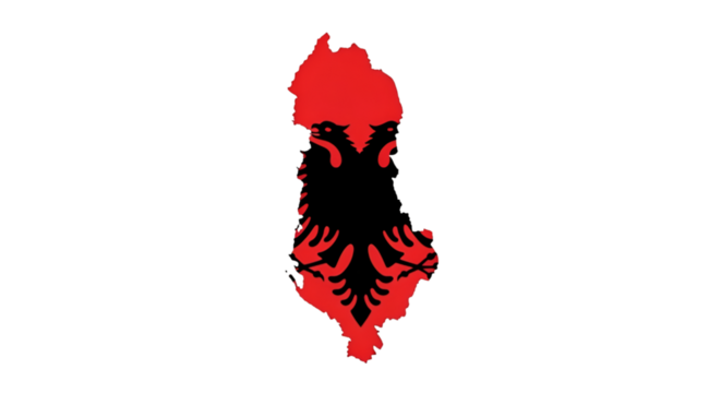 Albania Map with Double-Headed Eagle Symbol