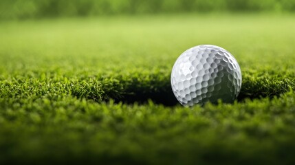 Golf ball near hole on green