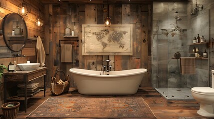 Elegant spa bathroom with warm lighting high resolution picture