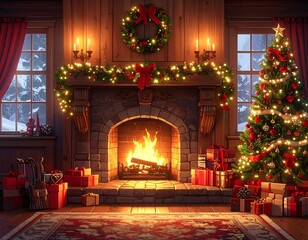 Cozy Christmas fireplace scene (3)