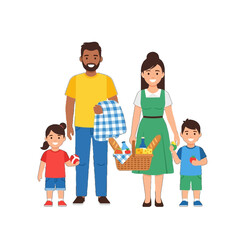 Family Having Picnic with Basket