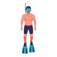 Man Snorkeling with Fins and Mask