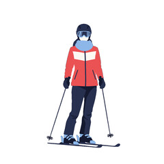 Woman Skiing with Poles