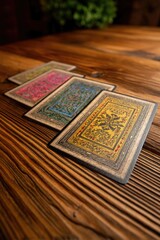 Vintage Playing Cards on Wood