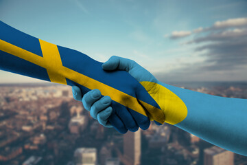 Shaking hands Sweden and Palau