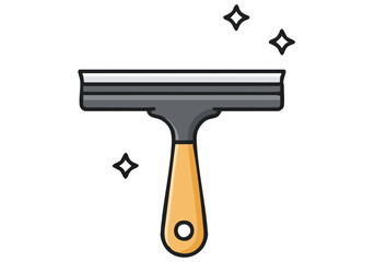 Clean, modern squeegee icon illustration. Clear, bright design with sparkling accents. Perfect for website graphics and digital projects.