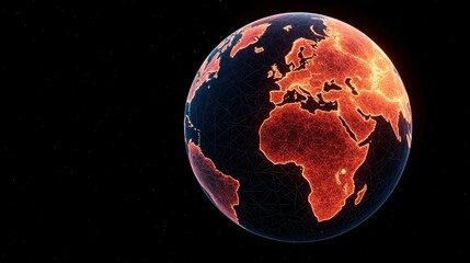 A glowing, stylized representation of Earth with illuminated continents, showcasing a vibrant and dynamic view of the planet from space.