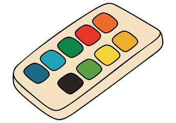 A playful color mixing palette illustration. Bright, vibrant colors showcase a simple, modern design. Ideal for creative projects and digital backgrounds.