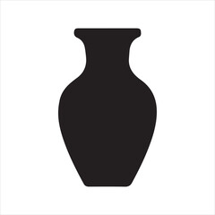 Vase icon silhouette vector with white background