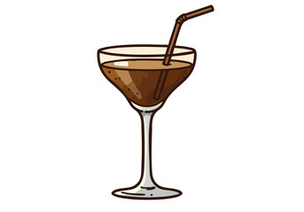 A stylish cocktail with a straw in a glass, depicted in a minimalist, flat design. Perfect for branding, social media, or website graphics.