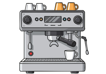 stylish espresso machine illustration Clean lines modern design and a clear composition make this perfect for coffee-related marketing materials  Bright colors and a professional aesthetic
