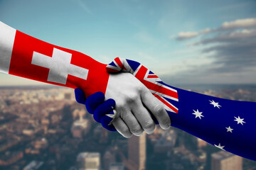 Shaking hands Switzerland and_Australia