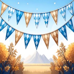 Autumnal festival bunting in a landscape