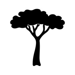 Silhouette of a simple tree with rounded top on a white background