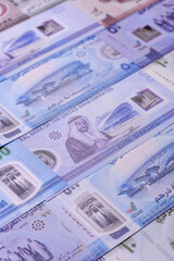 UAE money, dirhams, cash arabic banknotes for financial and business processes. Emirates cash