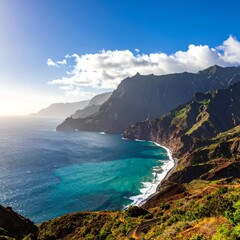 Coastal landscape with dramatic cliffs