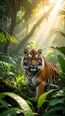 Tiger in lush jungle (1)