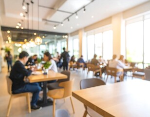 Busy cafe interior, blurred focus