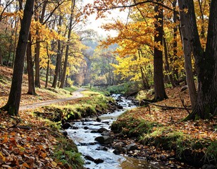 Autumnal forest creek