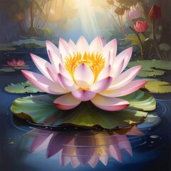 A serene lotus in a pond