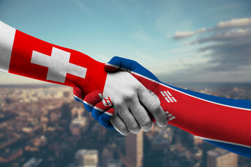 Shaking hands Switzerland and_Korea, North