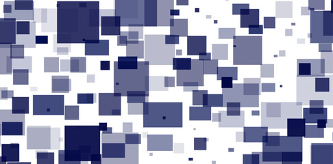 Abstract image showcases a dynamic pattern of overlapping blue and light gray squares floating on a white background, creating depth and a modern, geometric design with a vibrant visual texture