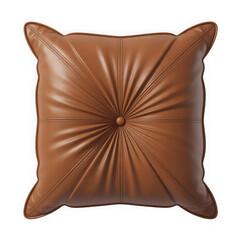 Obraz premium 3d rendered luxurious brown leather pillow isolated on transparent background