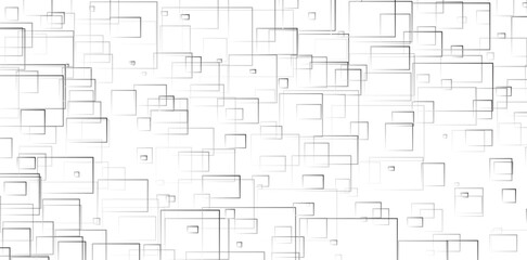 Abstract background shows a minimalist design with scattered grey outlined squares and rectangles of varying sizes across a clean, bright white backdrop for a modern look