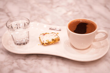 Nougat With Honey and Pistachios and Espresso Coffee 
