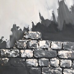 Abstract wall art featuring a section of stylized brickwork